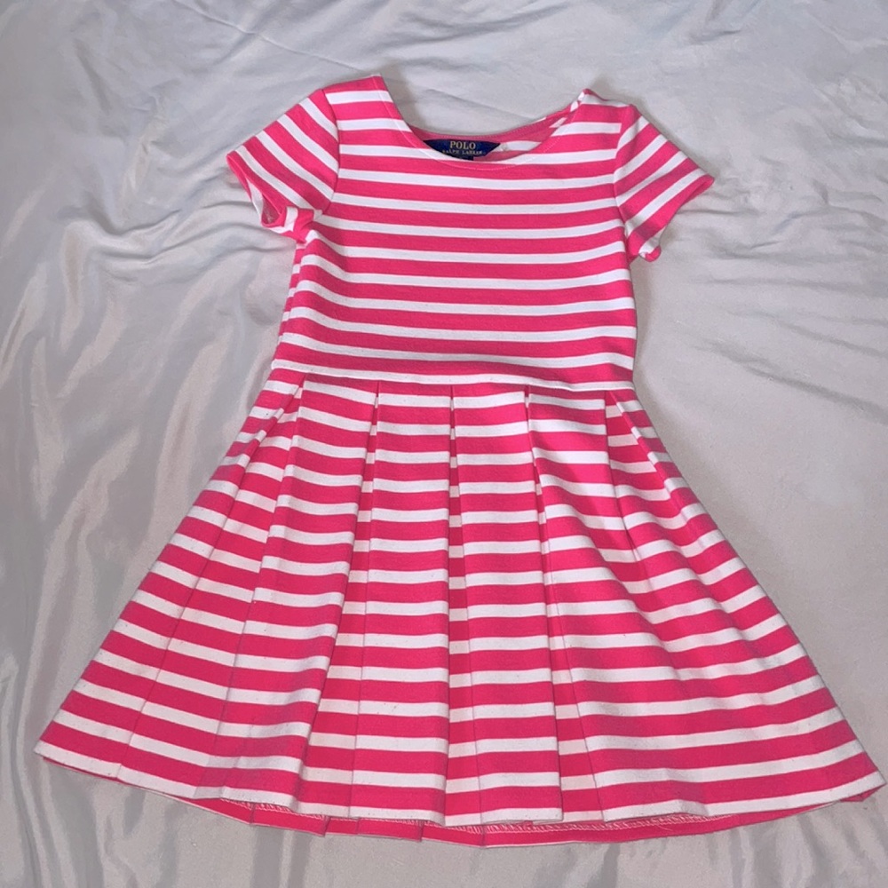 Kids Polo dress pink and white stripes size US 6